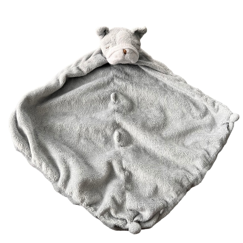 Angel Dear Baby Security Blanket Gray Bulldog Puppy Knotted Corners Lovey 12”